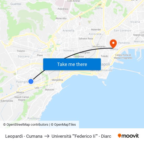 Leopardi - Cumana to Università ""Federico Ii"" - Diarc map