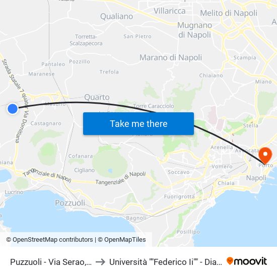 Puzzuoli - Via Serao, 1 to Università ""Federico Ii"" - Diarc map