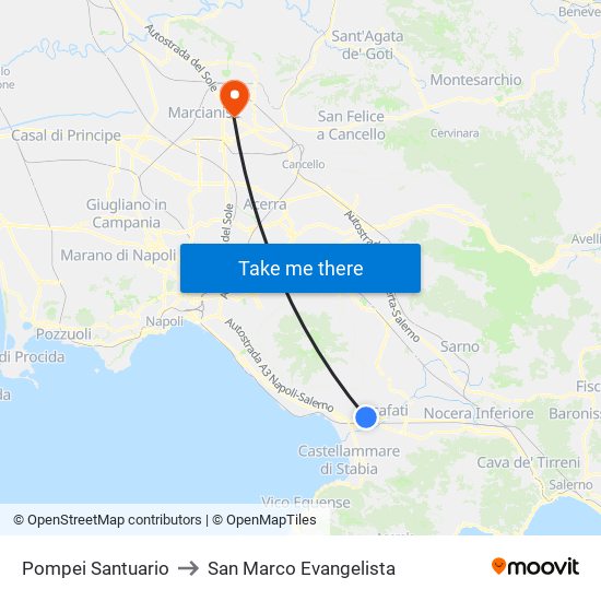 Pompei Santuario to San Marco Evangelista map