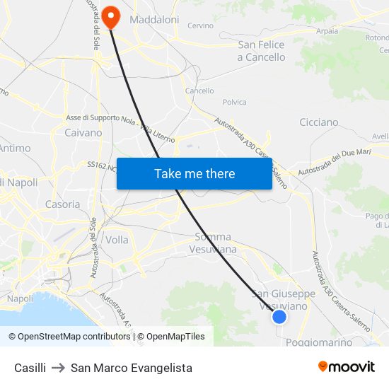 Casilli to San Marco Evangelista map