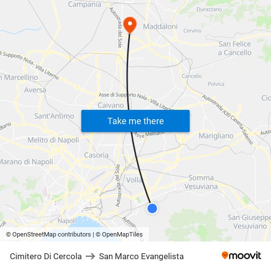 Cimitero Di Cercola to San Marco Evangelista map