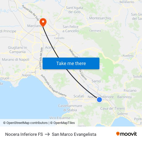 Nocera Inferiore FS to San Marco Evangelista map