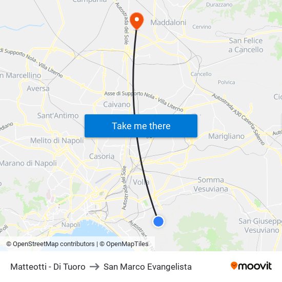 Matteotti - Di Tuoro to San Marco Evangelista map