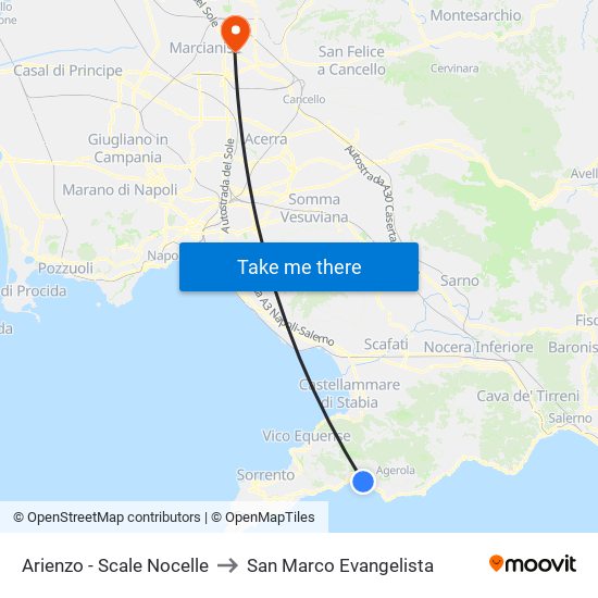 Arienzo - Scale Nocelle to San Marco Evangelista map