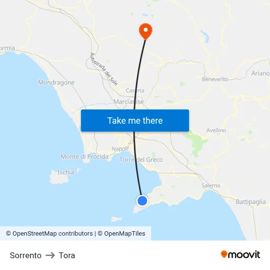 Sorrento to Tora map