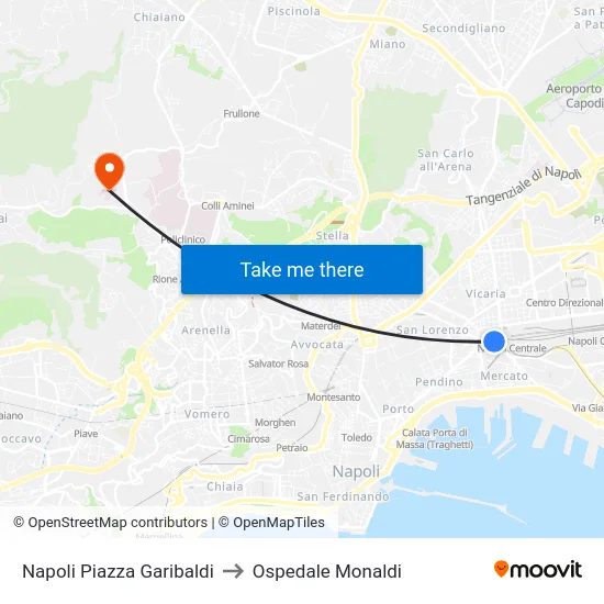 Napoli Piazza Garibaldi to Ospedale Monaldi map
