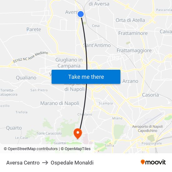 Aversa Centro to Ospedale Monaldi map