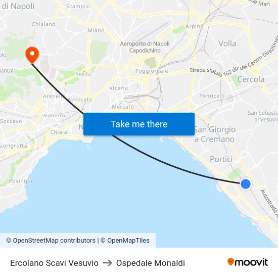 Ercolano Scavi Vesuvio to Ospedale Monaldi map