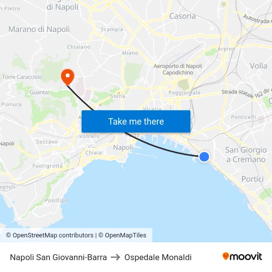 Napoli San Giovanni-Barra to Ospedale Monaldi map