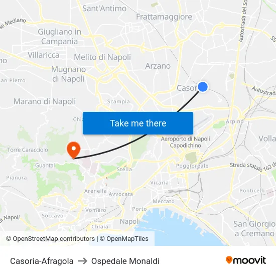 Casoria-Afragola to Ospedale Monaldi map