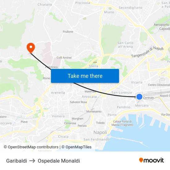 Garibaldi to Ospedale Monaldi map