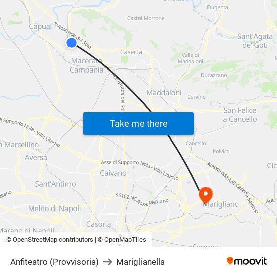 Anfiteatro (Provvisoria) to Mariglianella map