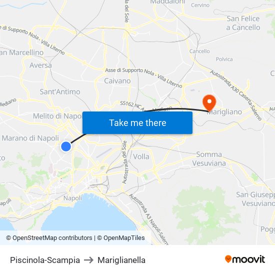 Piscinola-Scampia to Mariglianella map