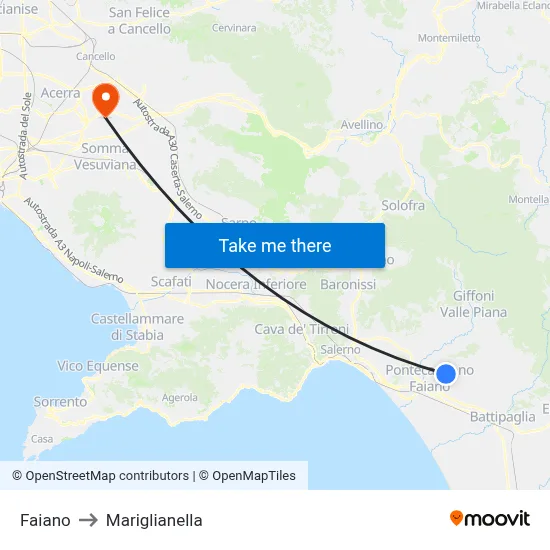 Faiano to Mariglianella map