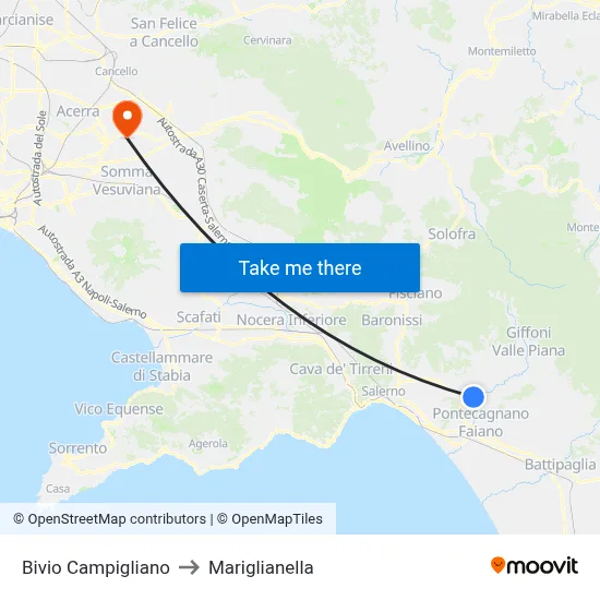 Campigliano Junction to Mariglianella map
