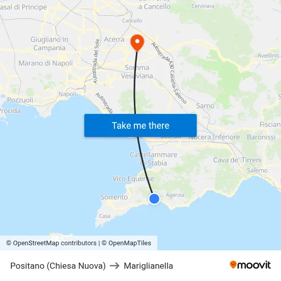 Positano (New Church) to Mariglianella map