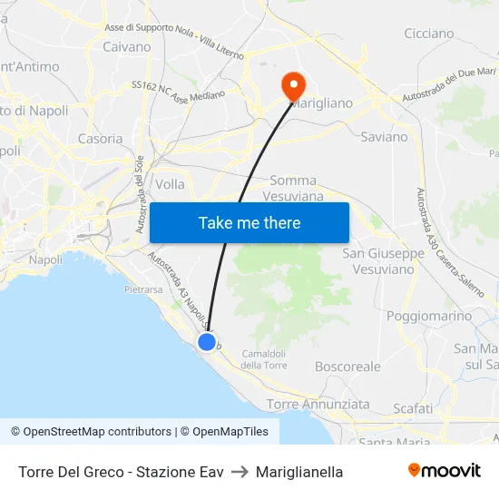 Torre Del Greco - Stazione Eav to Mariglianella map