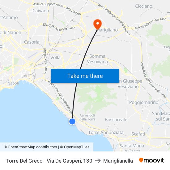 Torre Del Greco - Via De Gasperi, 130 to Mariglianella map