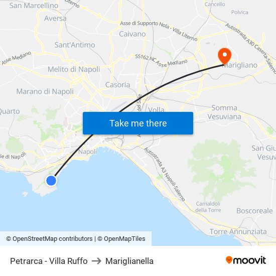 Petrarca - Villa Ruffo to Mariglianella map