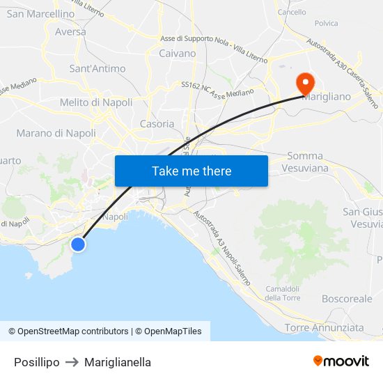 Posillipo to Mariglianella map