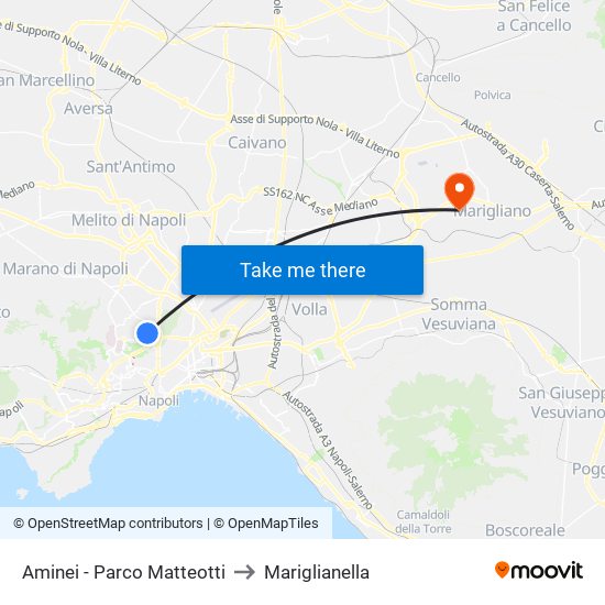 Aminei - Parco Matteotti to Mariglianella map