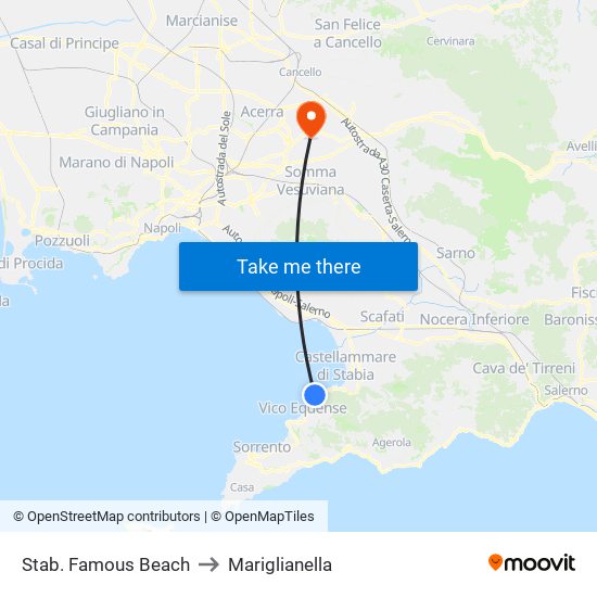 Stab. Famous Beach to Mariglianella map