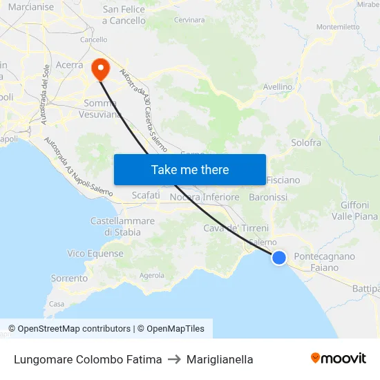 Colombo Seafront Fatima to Mariglianella map
