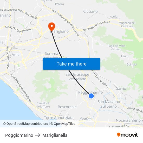 Poggiomarino to Mariglianella map