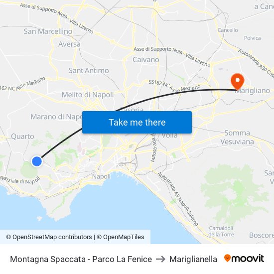 Montagna Spaccata - Parco La Fenice to Mariglianella map