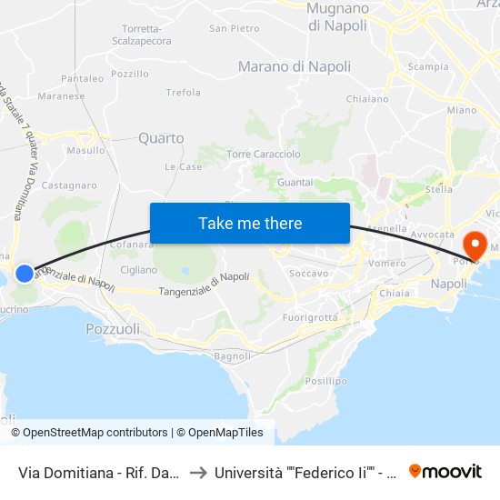 Via Domitiana - Rif. Damiani Fronte Distributore Ip to Università ""Federico Ii"" - Dipartimento Di Giurisprudenza map