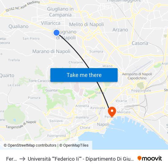 Fermi to Università ""Federico Ii"" - Dipartimento Di Giurisprudenza map