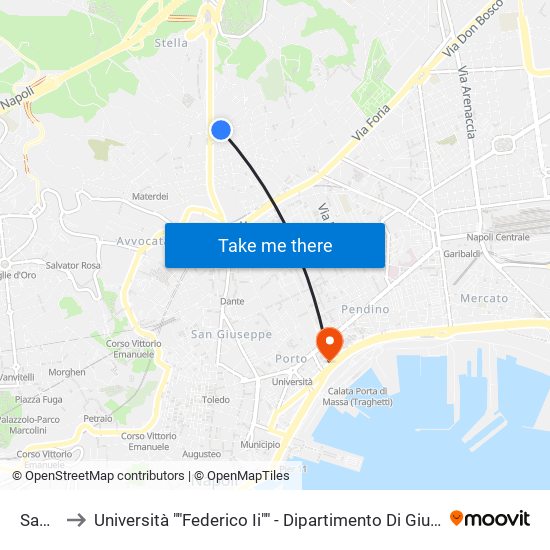 Sanità to Università ""Federico Ii"" - Dipartimento Di Giurisprudenza map