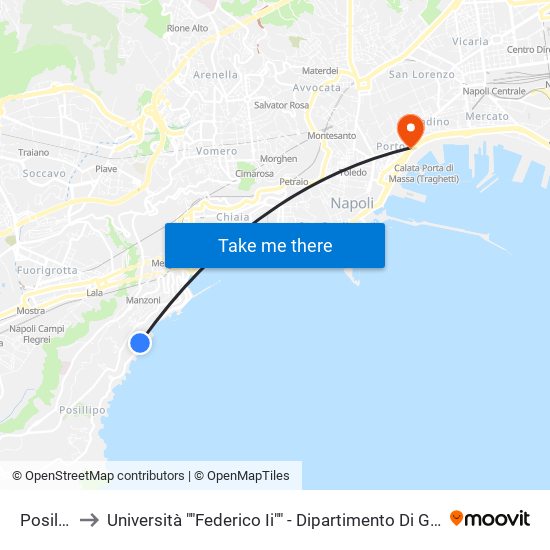 Posillipo to Università ""Federico Ii"" - Dipartimento Di Giurisprudenza map