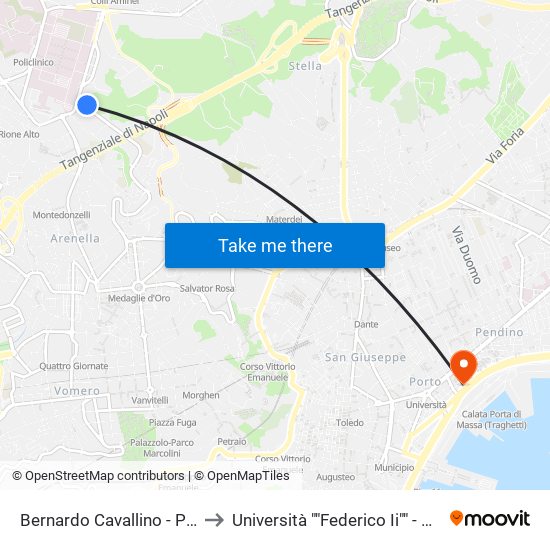 Bernardo Cavallino - Pronto Soccorso Cardarelli to Università ""Federico Ii"" - Dipartimento Di Giurisprudenza map