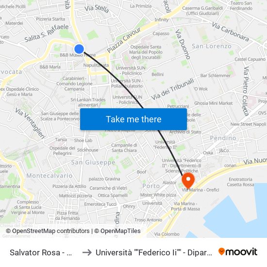 Salvator Rosa - Museo Nazionale to Università ""Federico Ii"" - Dipartimento Di Giurisprudenza map
