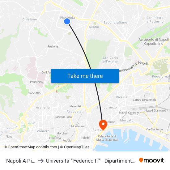 Napoli A Piscinola to Università ""Federico Ii"" - Dipartimento Di Giurisprudenza map