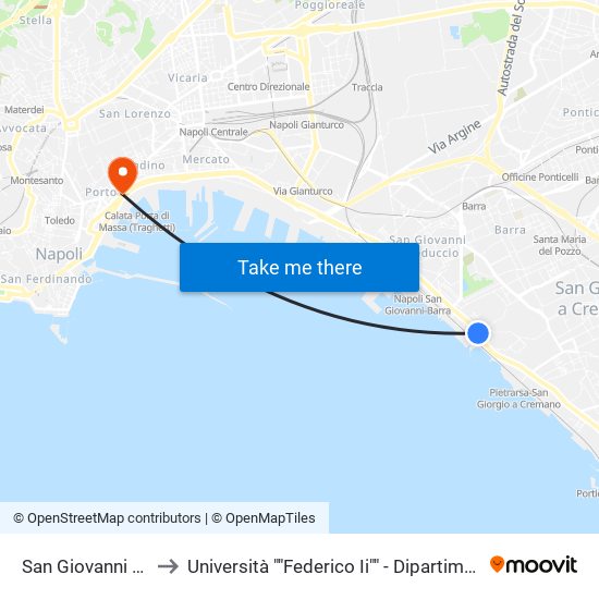 San Giovanni A Teduccio to Università ""Federico Ii"" - Dipartimento Di Giurisprudenza map