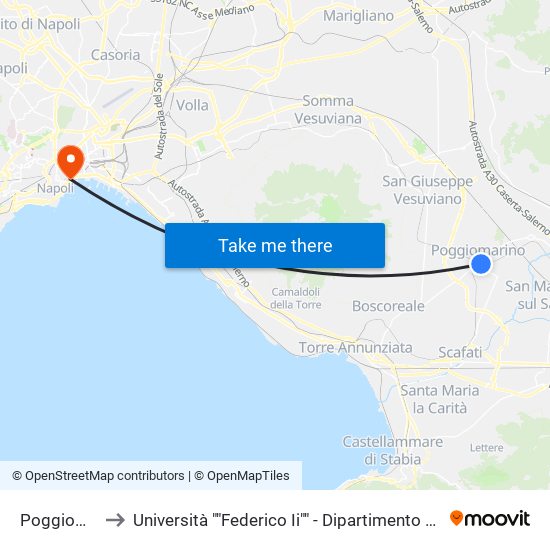 Poggiomarino to Università ""Federico Ii"" - Dipartimento Di Giurisprudenza map