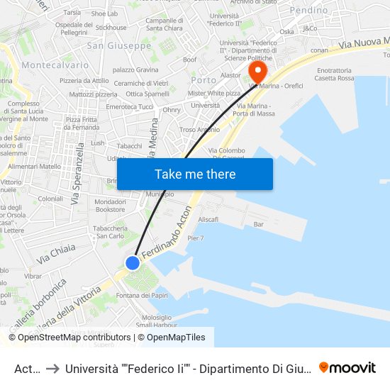 Acton to Università ""Federico Ii"" - Dipartimento Di Giurisprudenza map