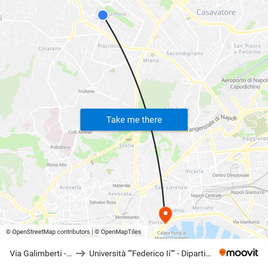 Via Galimberti - Rif. Alt. Vele to Università ""Federico Ii"" - Dipartimento Di Giurisprudenza map