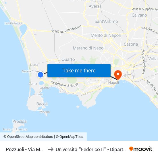 Pozzuoli - Via Montenuovo, 118 to Università ""Federico Ii"" - Dipartimento Di Giurisprudenza map