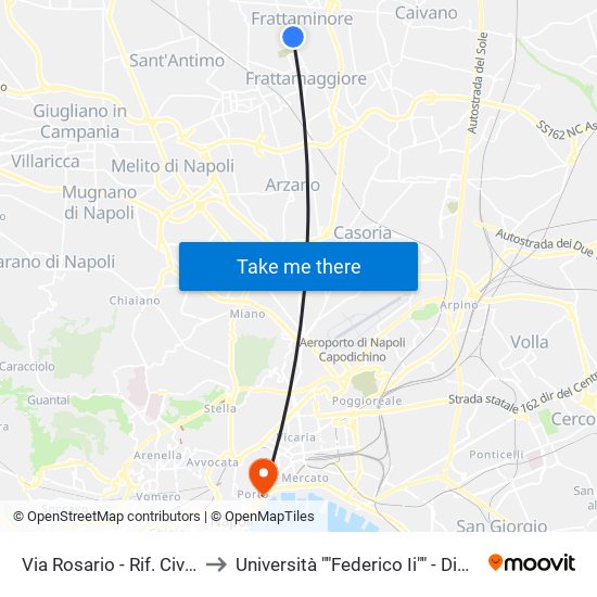 Via Rosario - Rif. Civico 10 (Vesuvio Gas) to Università ""Federico Ii"" - Dipartimento Di Giurisprudenza map