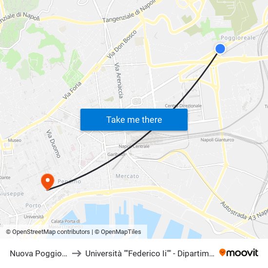 Nuova Poggioreale - Biscardi to Università ""Federico Ii"" - Dipartimento Di Scienze Politiche (Disp) map