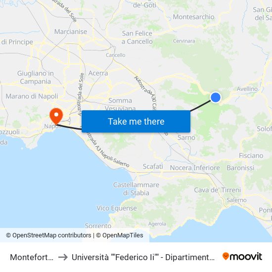 Monteforte - Campi to Università ""Federico Ii"" - Dipartimento Di Scienze Politiche (Disp) map