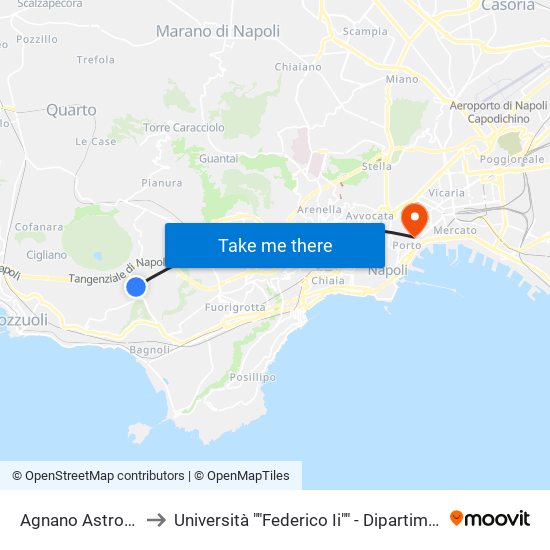 Agnano Astroni - Ippodromo to Università ""Federico Ii"" - Dipartimento Di Scienze Politiche (Disp) map