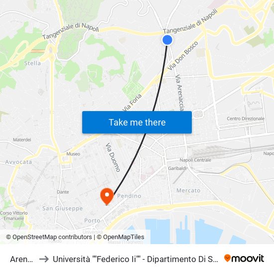 Arenaccia to Università ""Federico Ii"" - Dipartimento Di Scienze Politiche (Disp) map