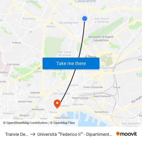 Tranvie Detta Fratta to Università ""Federico Ii"" - Dipartimento Di Scienze Politiche (Disp) map