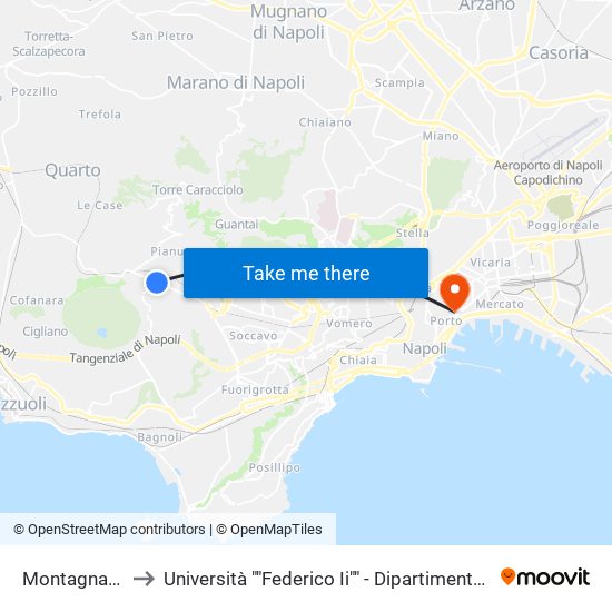 Montagna Spaccata to Università ""Federico Ii"" - Dipartimento Di Scienze Politiche (Disp) map