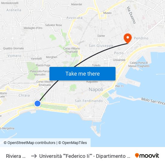 Riviera Di Chiaia to Università ""Federico Ii"" - Dipartimento Di Scienze Politiche (Disp) map