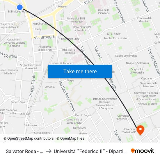 Salvator Rosa - Museo Nazionale to Università ""Federico Ii"" - Dipartimento Di Scienze Politiche (Disp) map